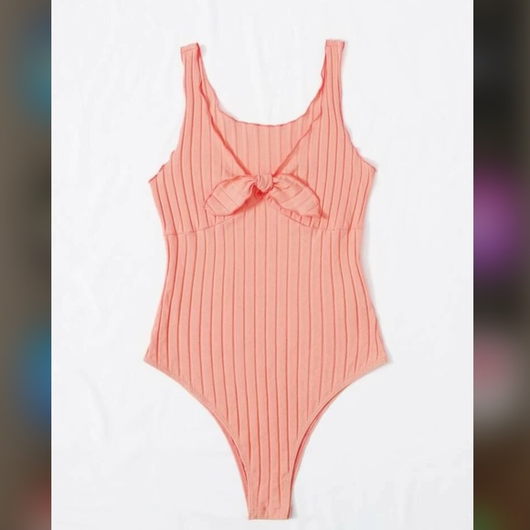 TIE FRONT PEACH BODYSUIT - Picture 3 of 5